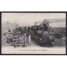 CHUBUT TRELEW ANTIGUA TARJETA POSTAL ESTACION DE FERROCARRIL CON TREN EN PRIMER PLANO RARISIMA